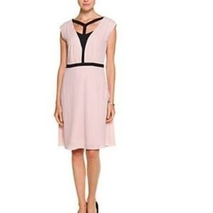 BCBG Maxazria Katryn Bare Pink Color Block Cap Sleeve Knee Length Dress -Size 0